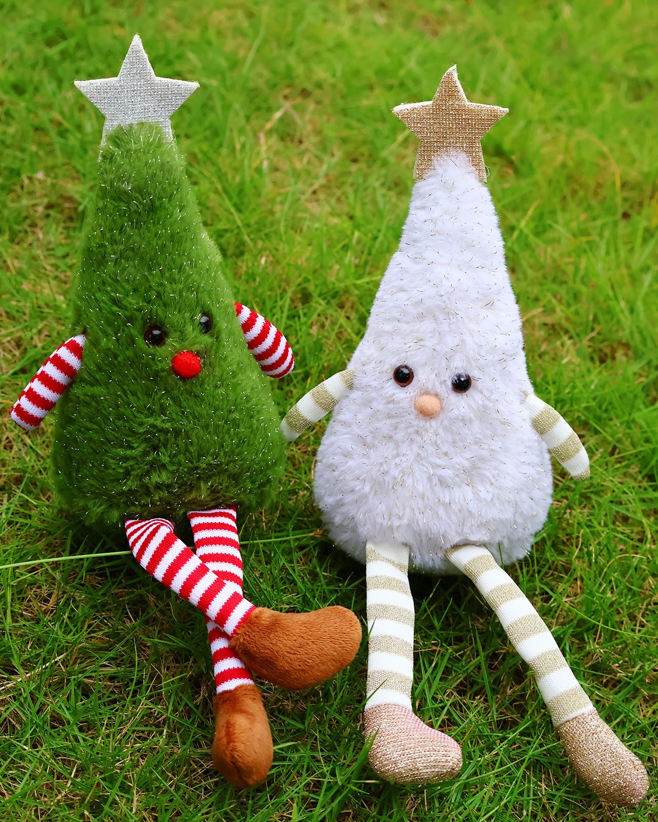 YUOHEO 2pcs Christmas Table Decorations Long Legs Doll Christmas Ornaments Cute Plush Shelf Sitters Xmas Figurines for Mantel Desk Fireplace Home Decor Holiday New Year 11.8 Inch Tall