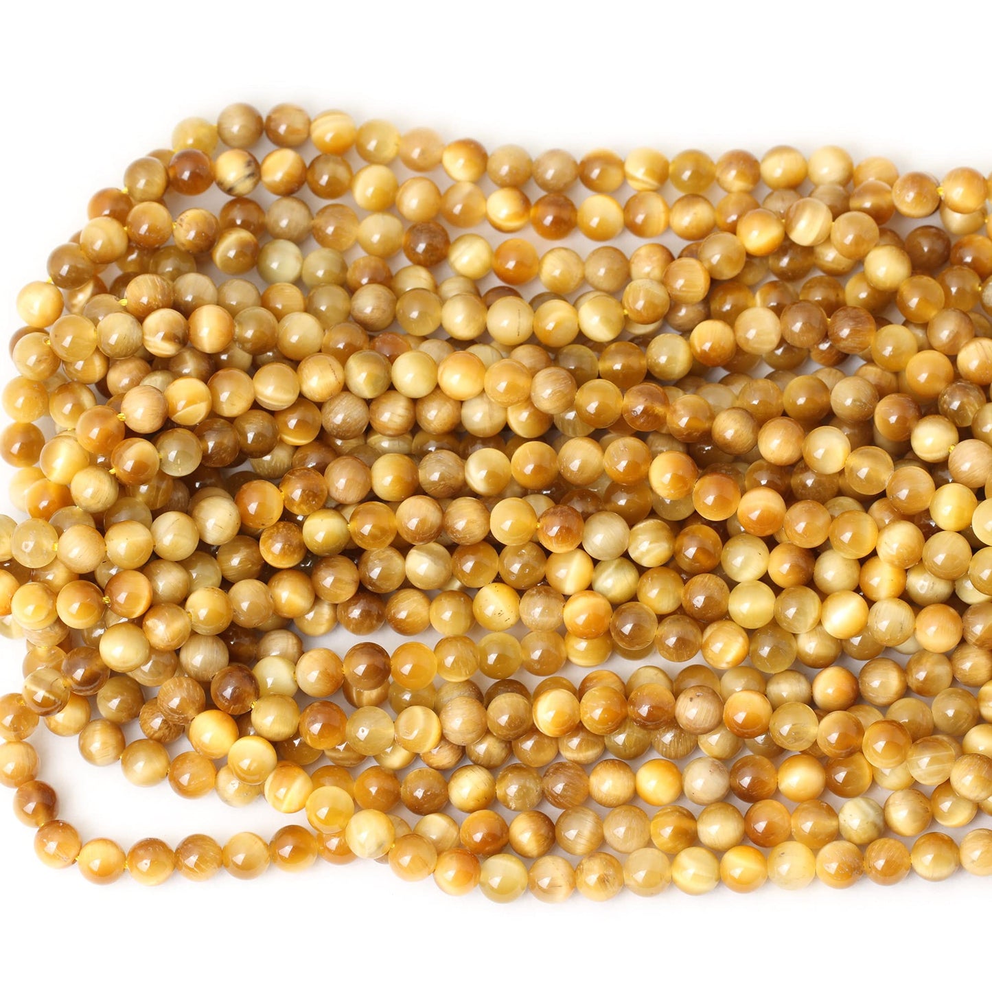 CHEAVIAN 60PCS 6mm Natural Golden Tiger Eye Stone Round Loose Beads for Jewelry Making DIY Bracelet Necklace Materials 1 Strand 15"