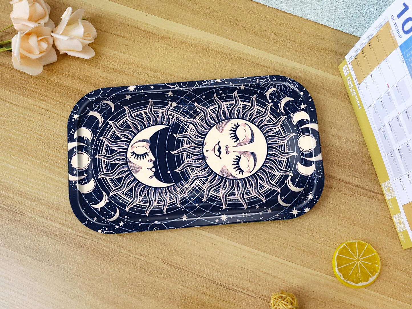 MATIHOOS Medium Metal Tray - Lightweight Curved Edges and Smooth Surface - 11" x 7"