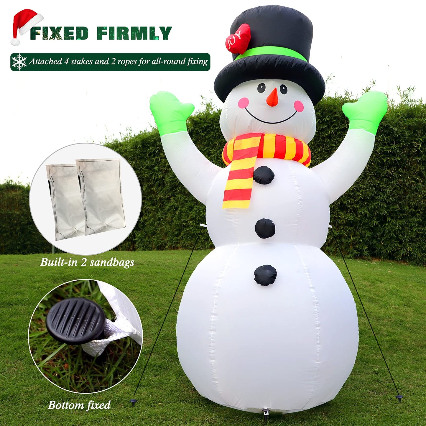 FunFanso 7 FT Christmas Inflatables Snowman Outdoor Decorations, Giant Blow up Snow Man Yard Decor Built-in Bright LED Light Wear Magic Hat, Weatherproof Holiday for Garden Patio Lawn Party Xmas Gifts