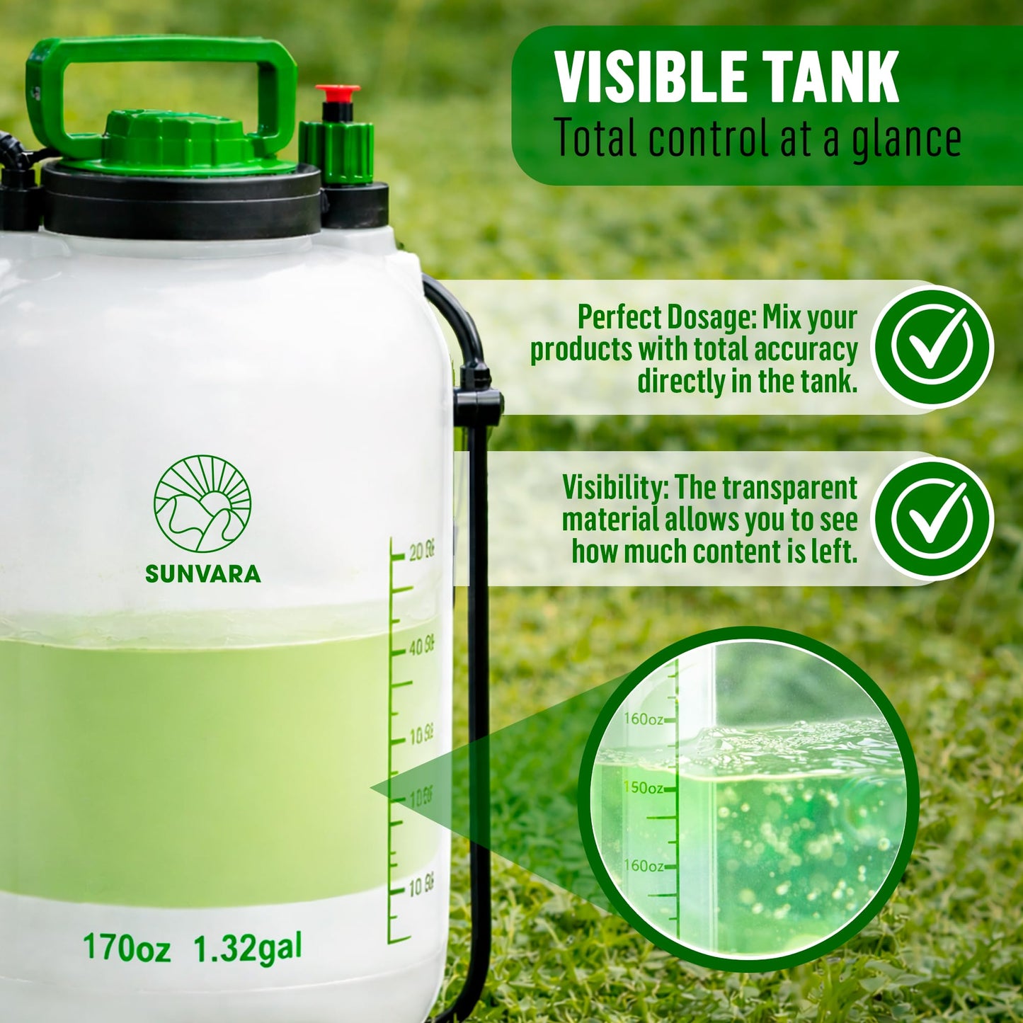 1.3 Gallon Pump Pressure Sprayer (5L) – Lawn and Garden Sprayer with Adjustable Nozzle & Shoulder Strap – for Watering Plants, Weeds, Fertilizer & Outdoor Cleaning