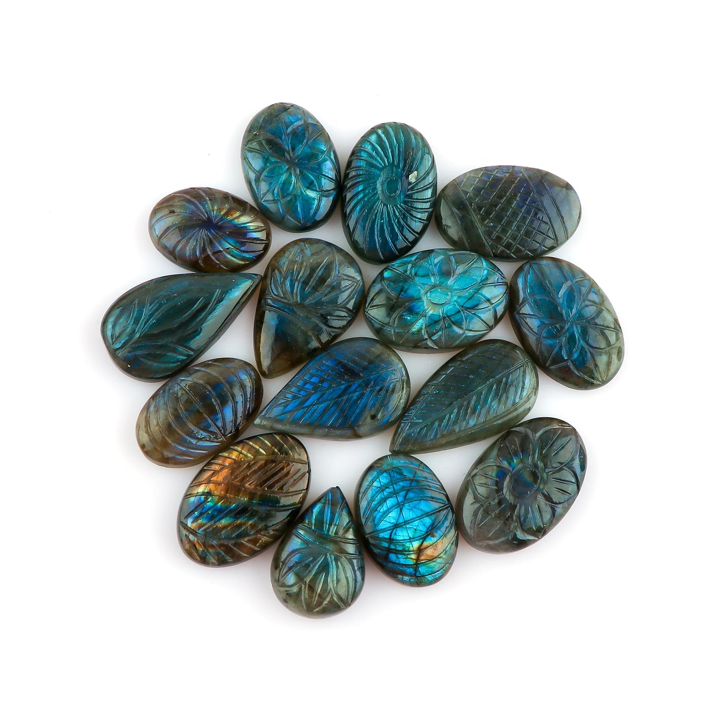 TGH Natural Labradorite Gemstones Carving Wholesale Cabochons Lot, Jewelry Making Loose Gemstone, Polished Gems, DIY, Wire Wrapping, Reiki, Wikka, Healing Crystals, Bulk Gemstone Deal, Pack Of 3
