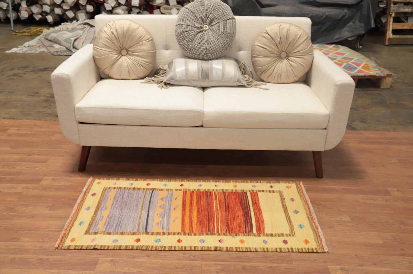 RugSource Southwestern Collection, 2x4 Rug, Hand Woven Oranges & Rust Tribal Rug, Oriental 100% Wool Carpet for Foyer, Entryway and Hallway