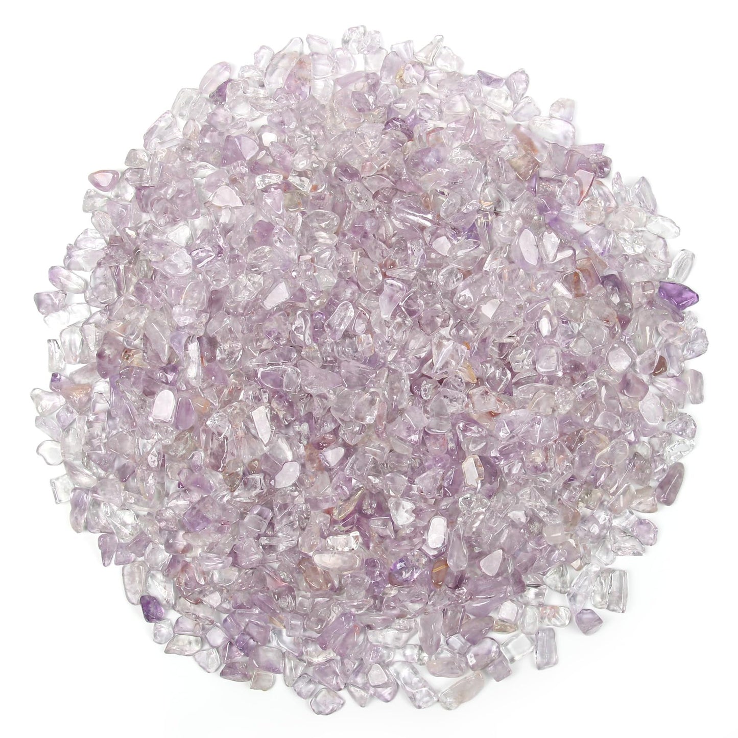 1.1lb Natural Crushed Light Color Amethyst Crystal Tumbled Chips-Healing Crystals Chips Bulk, Crushed Crystal Gemstones for Crafts, Beautiful Package for Gift (Light Color Amethyst)