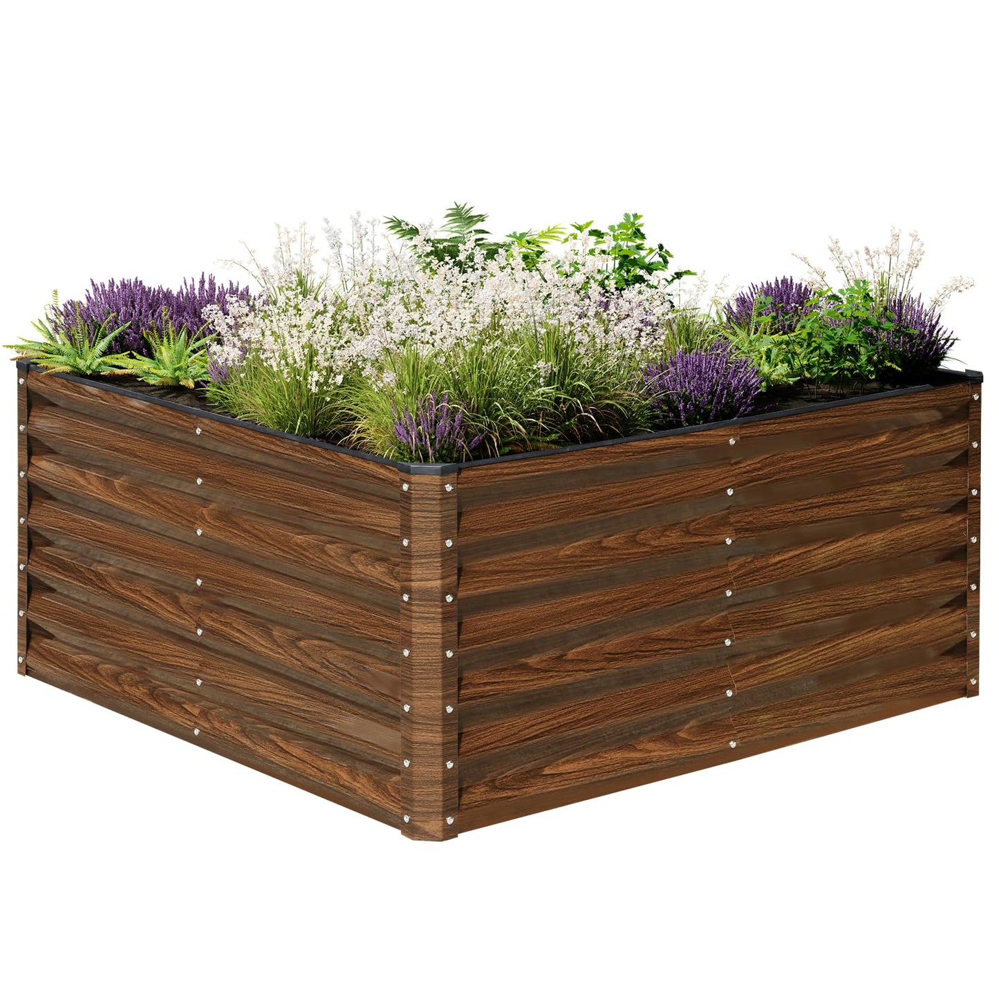SnugNiture Galvanized Raised Garden Bed 4x4x2FT Outdoor Large Metal Planter Box Steel Kit for Planting Vegetables, Flowers