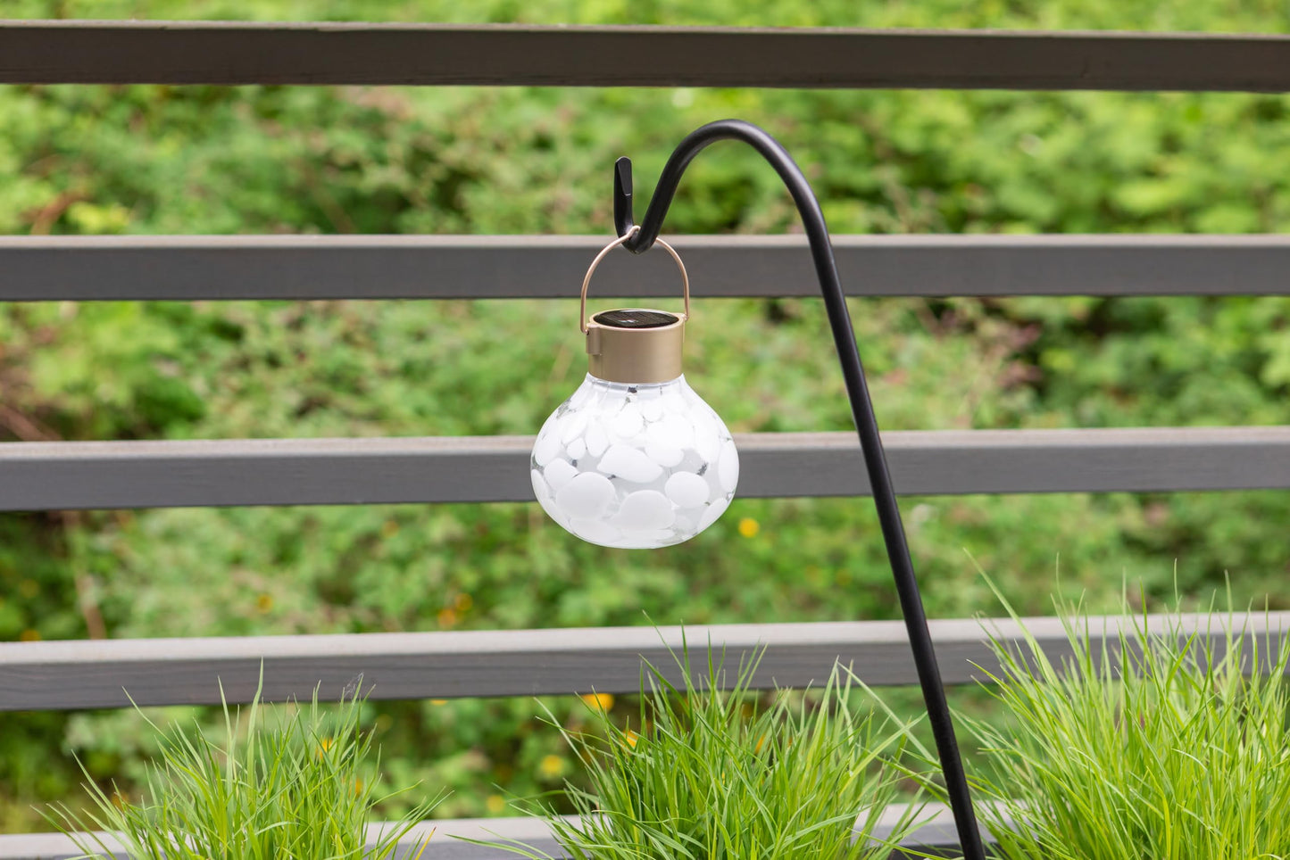 Allsop Handblown 5" Outdoor Solar LED Tea Lantern - White