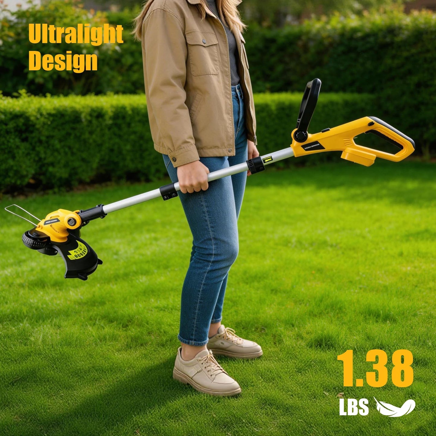 Weed Wacker Weed Eater, 3 in 1 Cordless String Trimmer Compatible with Dewalt 20V Battery (Battery Not Included), 12" Cut, Auto Line Feed, Foldable Edger for Yard Garden