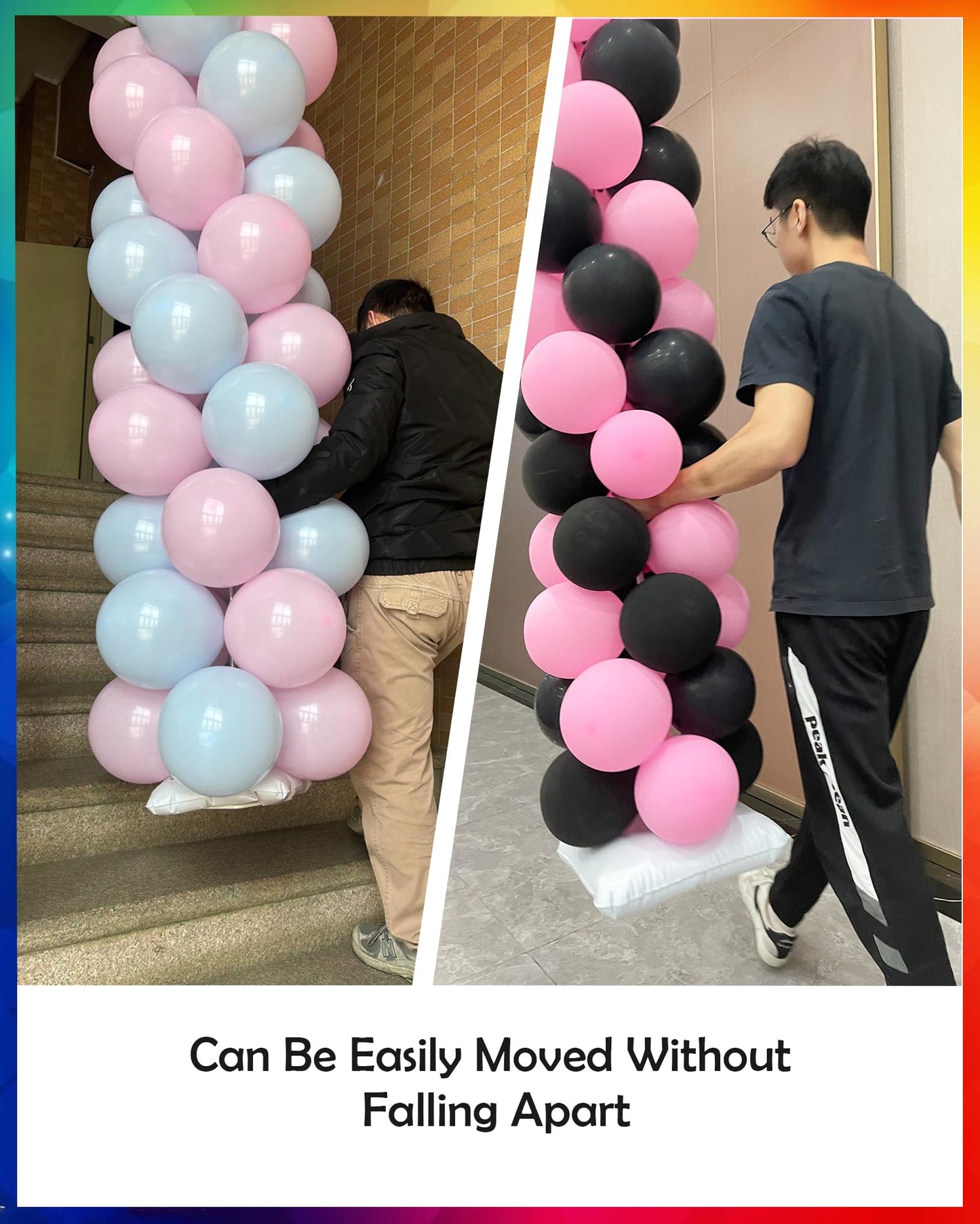 YALLOVE Balloon Column Stand Kit Sets of 2, 7 Feet Height Adjustable Balloon Tower Pillar with Reusable Metal Telescopic Design for Birthday, Wedding, Baby Shower, Graduation Party Decoration