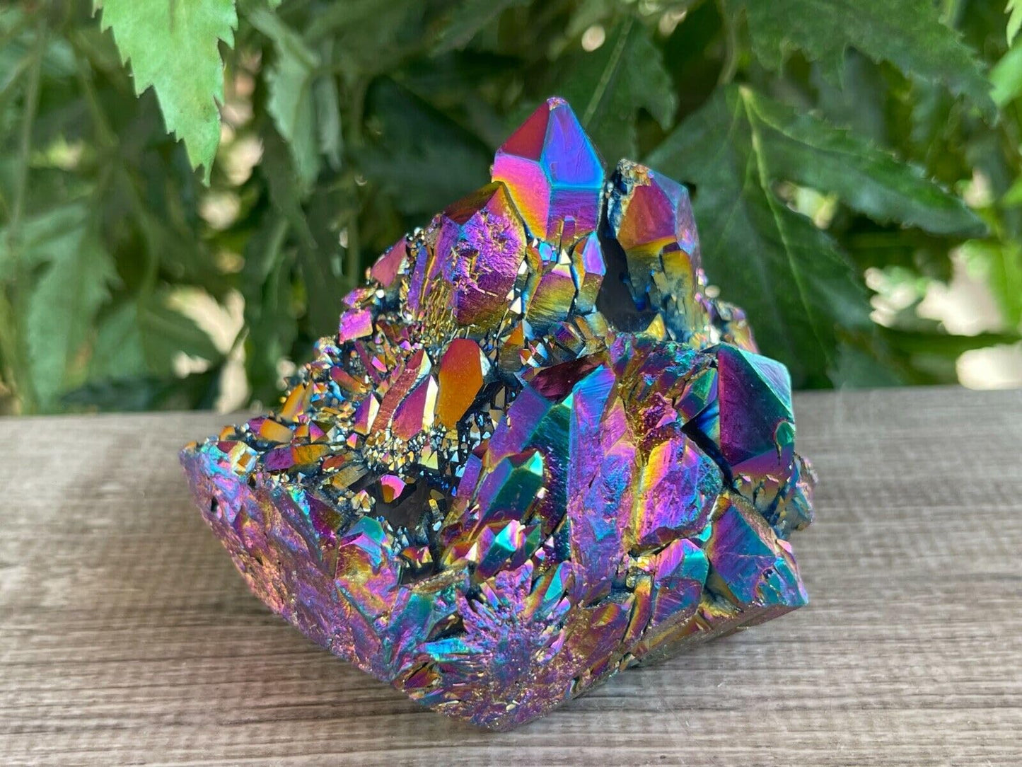 GAF TREASURES XL Raw Aura Rainbow Quartz Clusters, 3-4" Natural Rough Aura Rainbow Quartz Clusters, Aura Rainbow Quartz Clusters Healing Rough Crystal (Aura Rainbow Quartz Clusters, 0.5-1 lb)