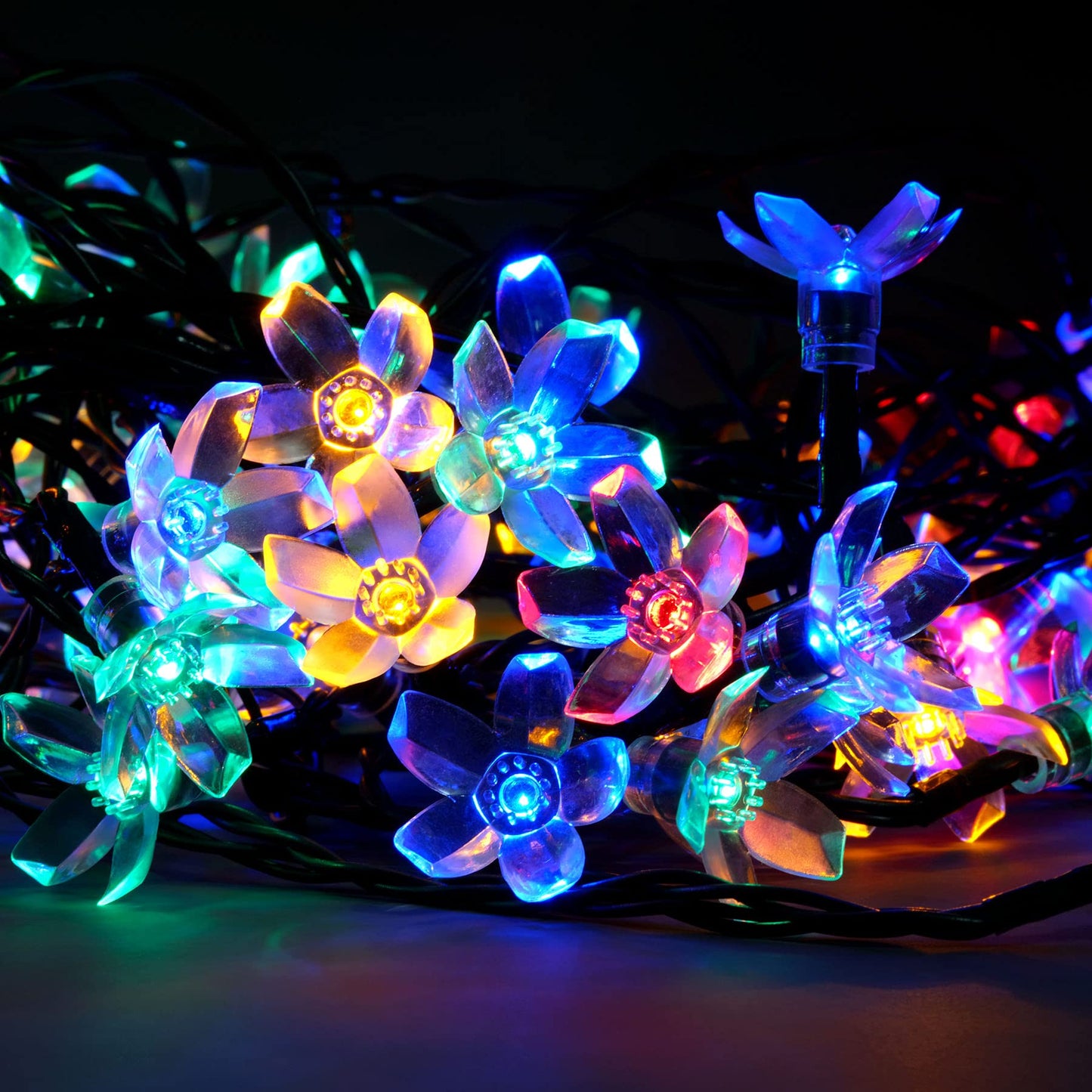 YULETIME Multicolor Sakura LED String Lights, 33 ft 100 Count 8 Modes USB Powered Novelty String Lights (Multicolor, Sakura)