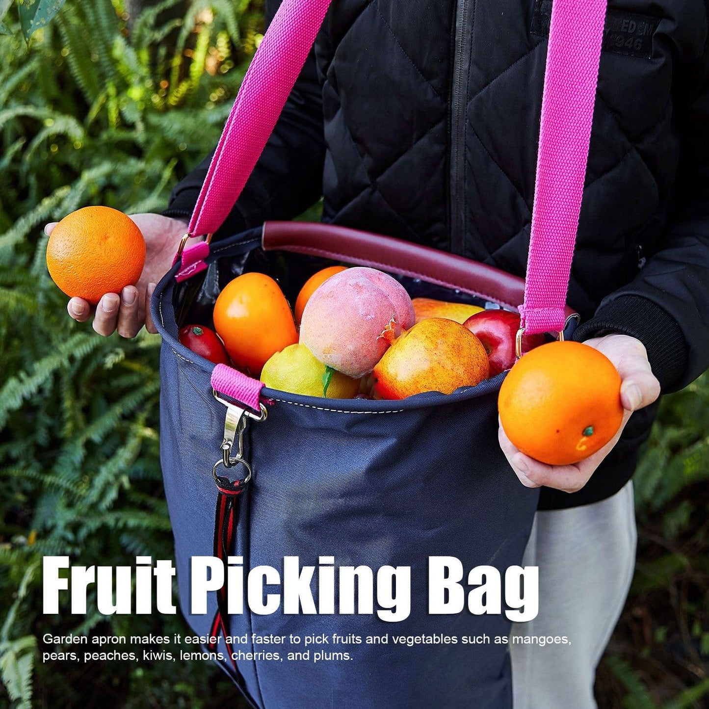 VBESTLIFE Fruit Picking Bag, 600D Oxford Cloth Harvest Fruit Vegetable Picking Bag Garden Apron for Outdoor Orchard Farm