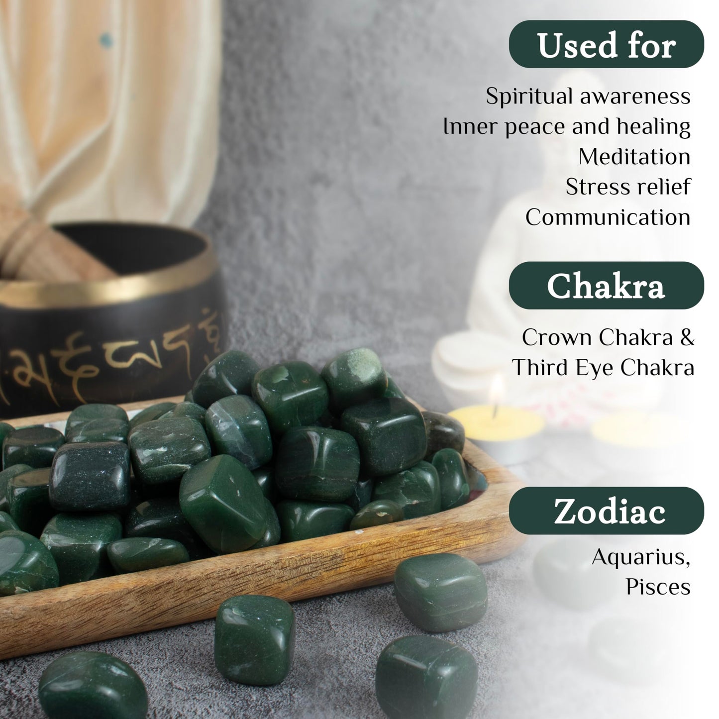 "Crocon 1LB Green Aventurine Tumbled Stones and Crystals bulk 2000+ Carats Natural Crystal Kit for Reiki Healing Crystal Polished, Tumble Stones, Chakra Balancing, Gift, Home Decor Size : 2025 mm"