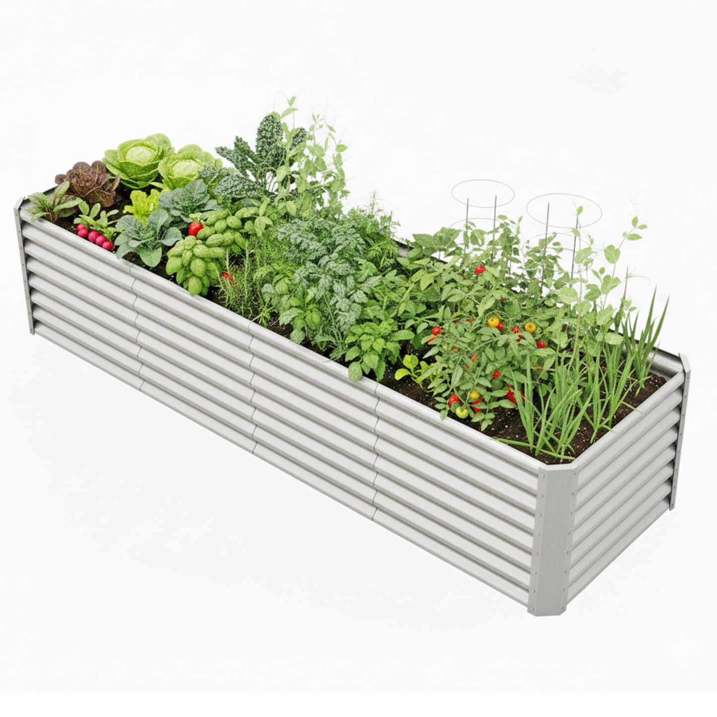 Kinddeer 8x2x2ft Raised Garden Bed Kit, Galvanized Planter Garden Boxes Outdoor, Metal Raised Garden Beds for Vegetables,Fruits, Flower,Silver