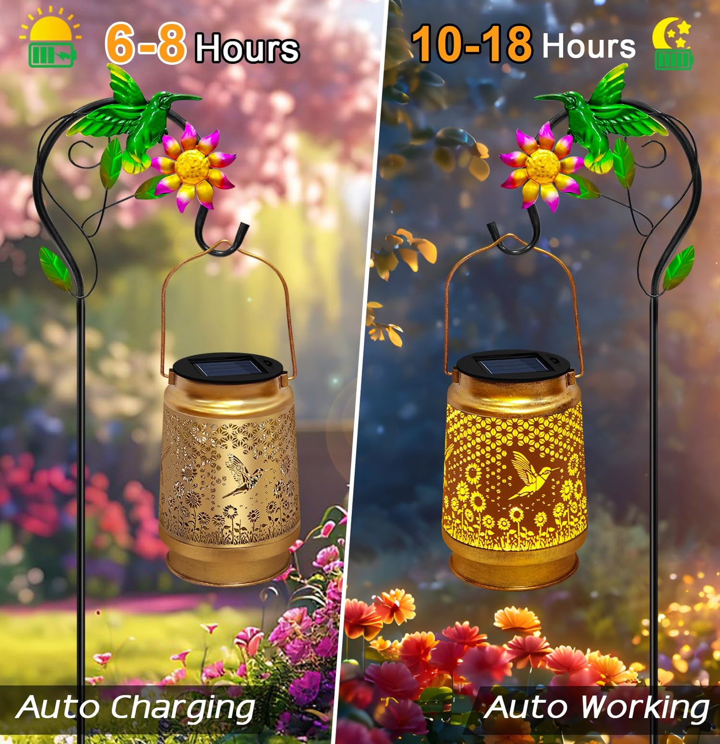 Mothers Day Gifts Solar Lanterns Outdoor Waterproof Hummingbird with Shepherd Hook,Hummingbird Garden Decor Birthday Gifts for Women Mom,Hanging Solar Lights Metal Bird Decorative for Yard,Patio,Porch