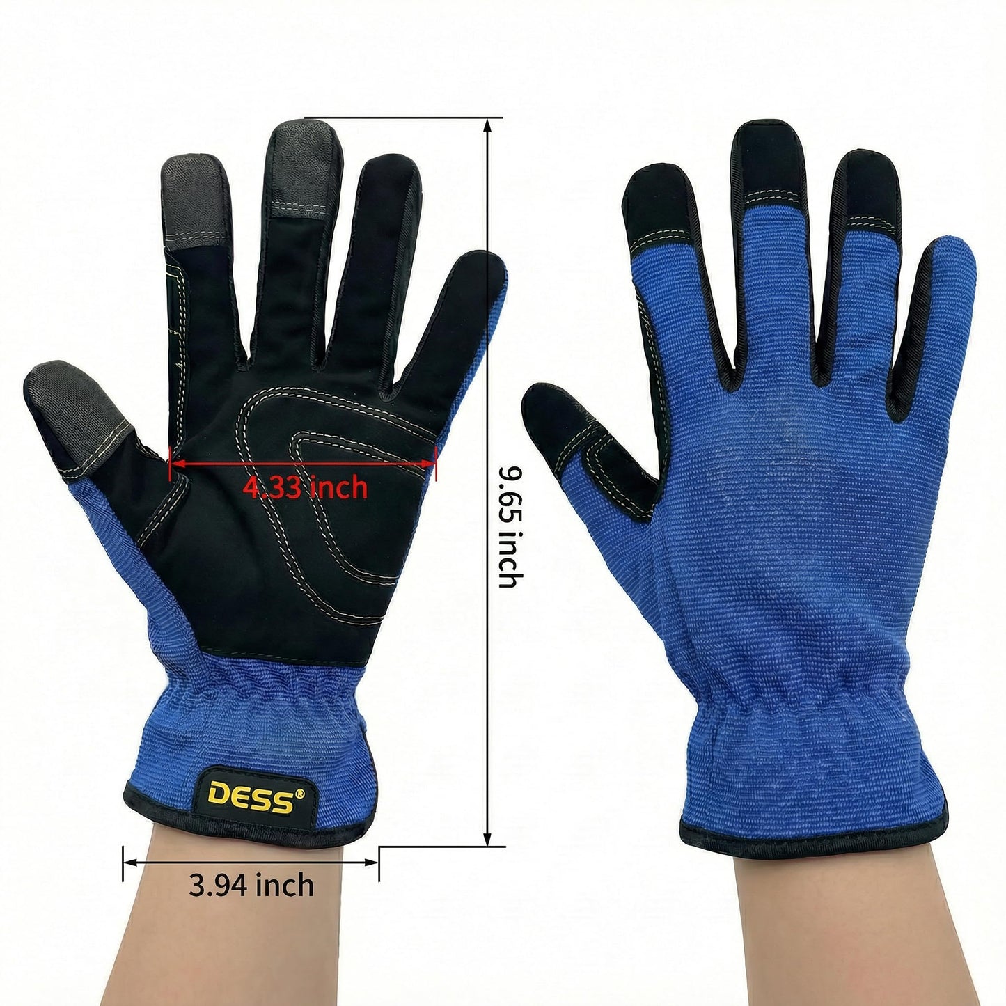NL HOME Work Gloves for Women, Durable Mechanic Gloves, Flexible Gardening, Construction & Utility Work Gloves with Touchscreen, Blue, M