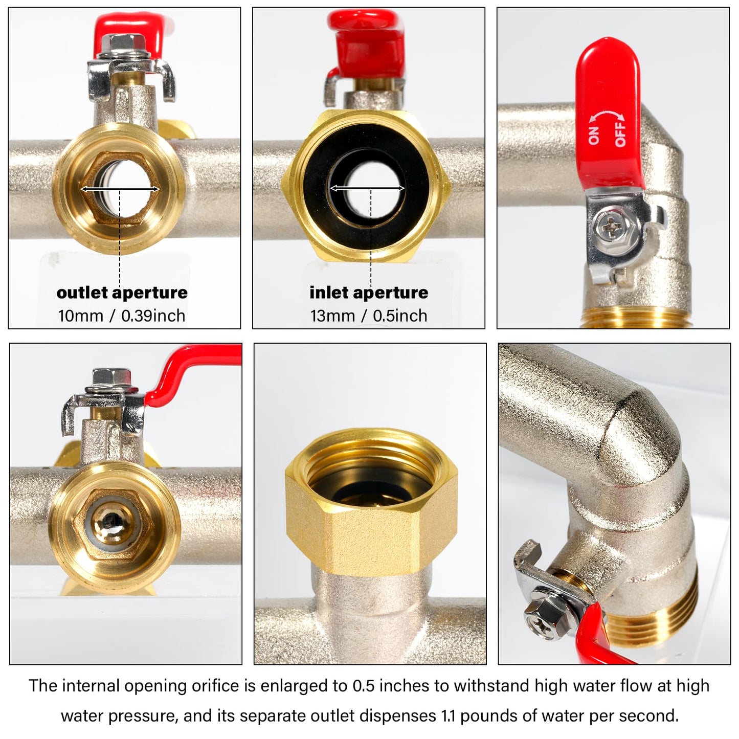 Yayamz Heavy Duty Brass Garden Hose Splitter - 3-Way 3/4" GHT Thread, High Flow Faucet Splitter, Water Hose T Spigot Splitter with Shutoff Valves, Water Adapter & Connector-Long Metal Handle