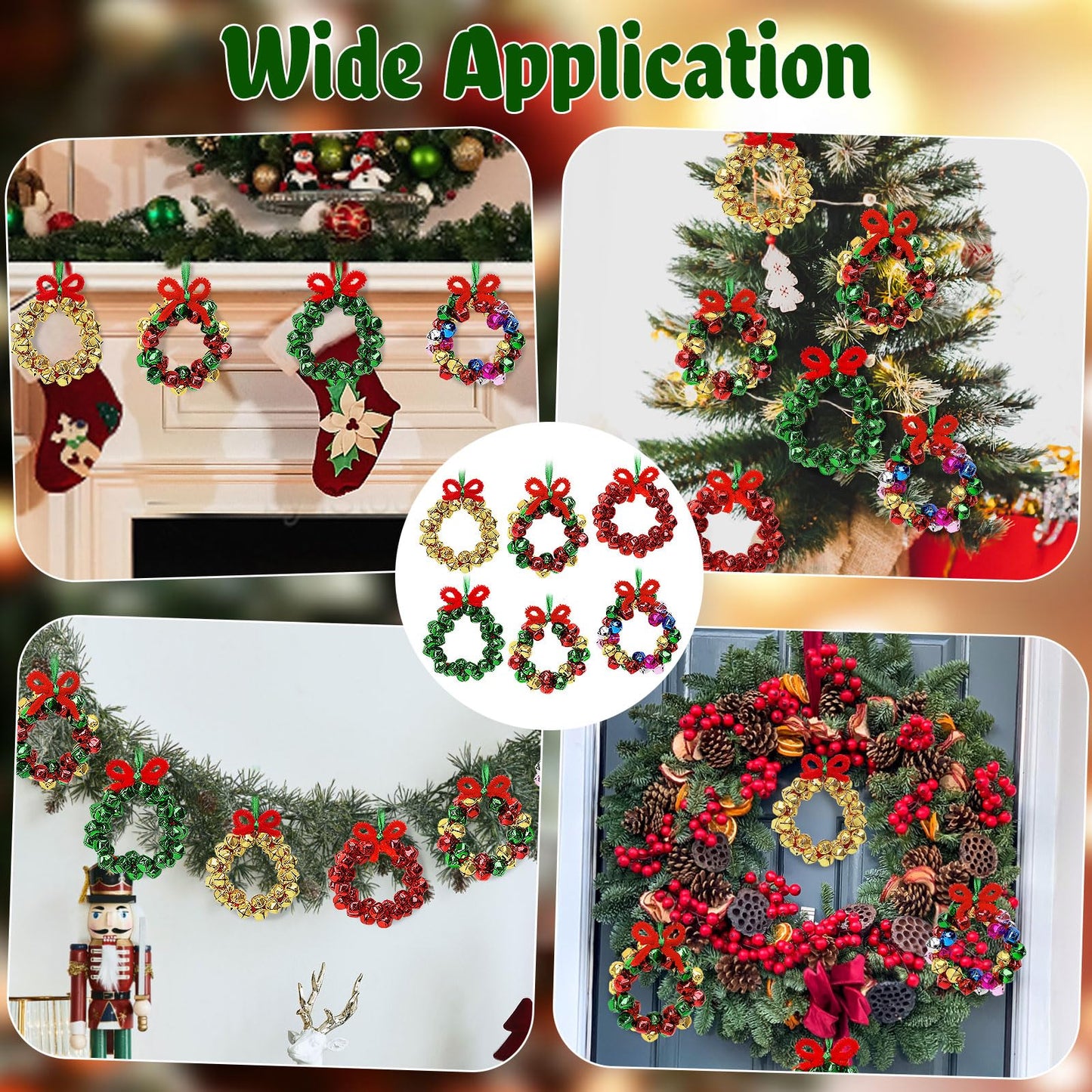 AWHETIE Christmas Crafts for Adults Kids,6 Sets Christmas Beaded Ornament Kit to Make,Jingle Bell Wreath Ornament,DIY Xmax Tree Kits Holiday Tree Decorations Party Supplies