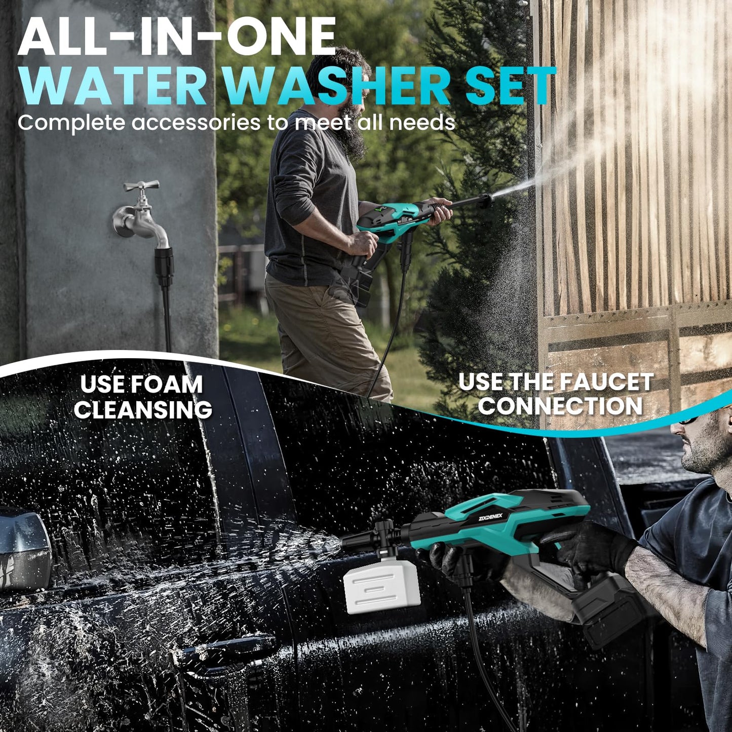 Cordless Portable Washer for Makita 18V Battery, 800 PSI Portable Handheld Washer with Brushless Motor, 6-in-1 Nozzle, 3 Level Adjustable for Car Yard Fence Wall Clean (Battery Not Included)