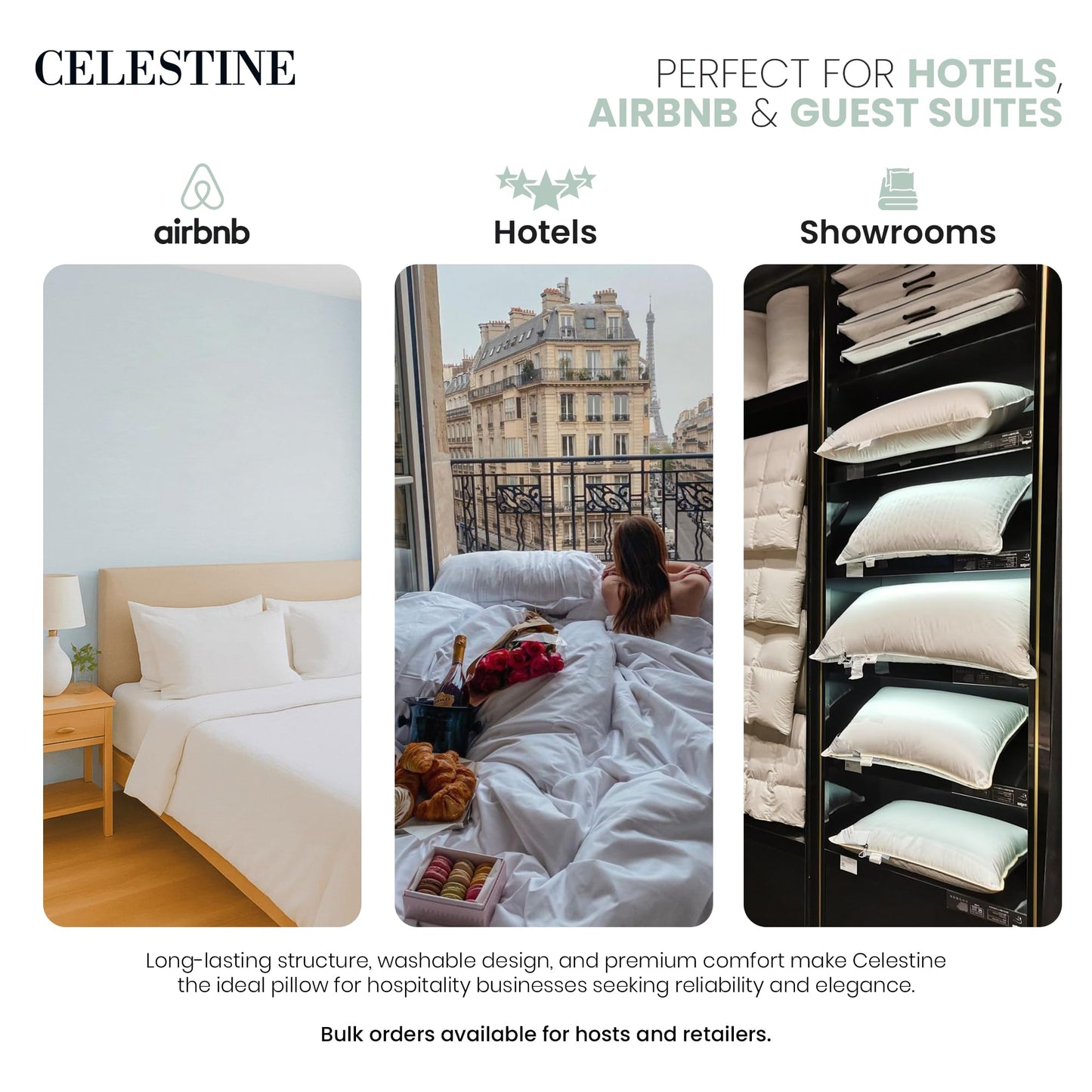Celestine Queen Size Pillows Set of 4 – Soft Down Alternative Microfiber Filling, Plush White 20x28 Bed Pillows for Side and Back Sleepers, Breathable, Supportive, Machine Washable Pillow Set