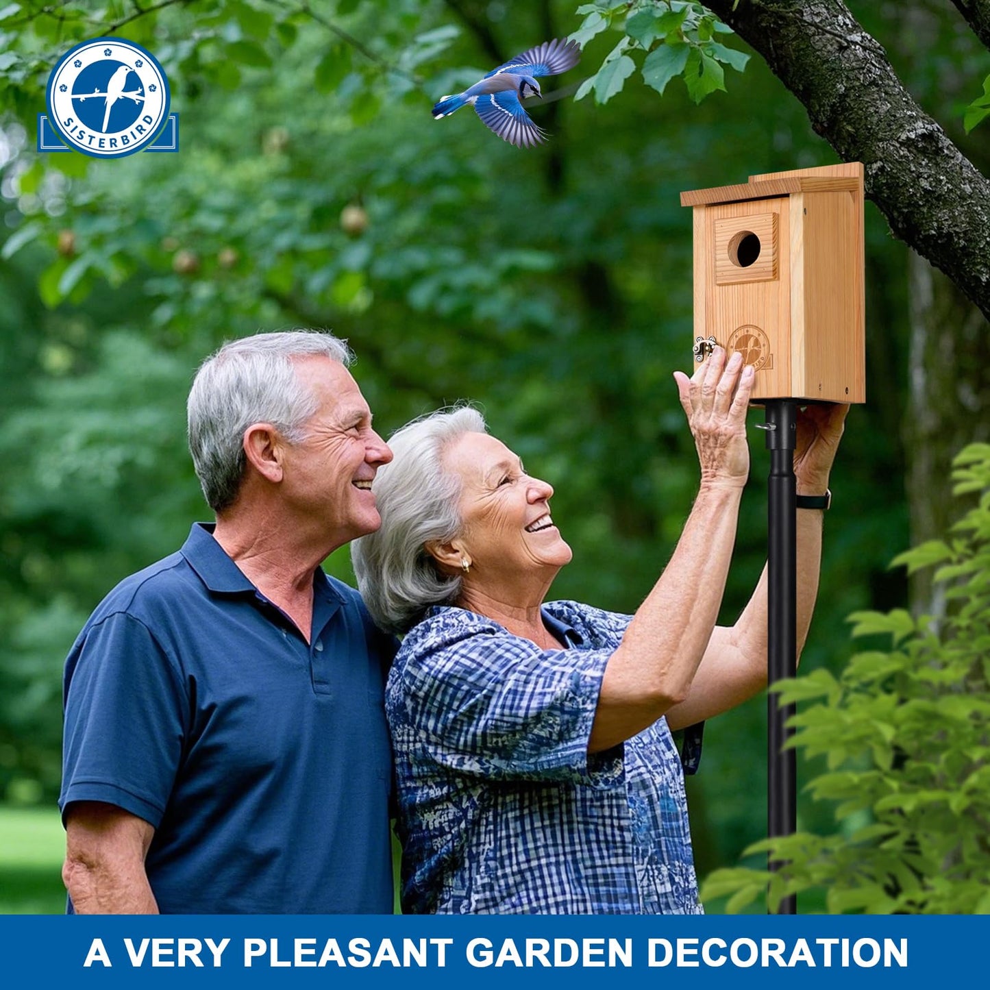 SISTERBIRD Bluebird Houses for Outside, Blue Bird Houses for Outdoors, Premium Bird House, Pack of 2 Bluebird House, Wooden Birdhouses Kits for Adults for Durable Yard Decor