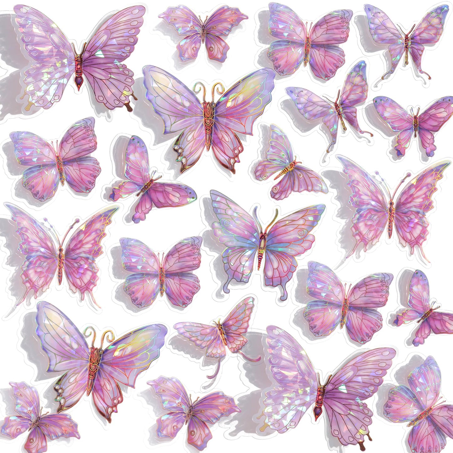 3D Butterfly Wall Decor - 50PCS Removable PVC Butterflies Wall Stickers- Multi-Size (2.8"-3.9")- DIY Removable Wall Art Decal for Kids Room, Nursery, Bedroom, Classroom, Party Decoration (Pink)