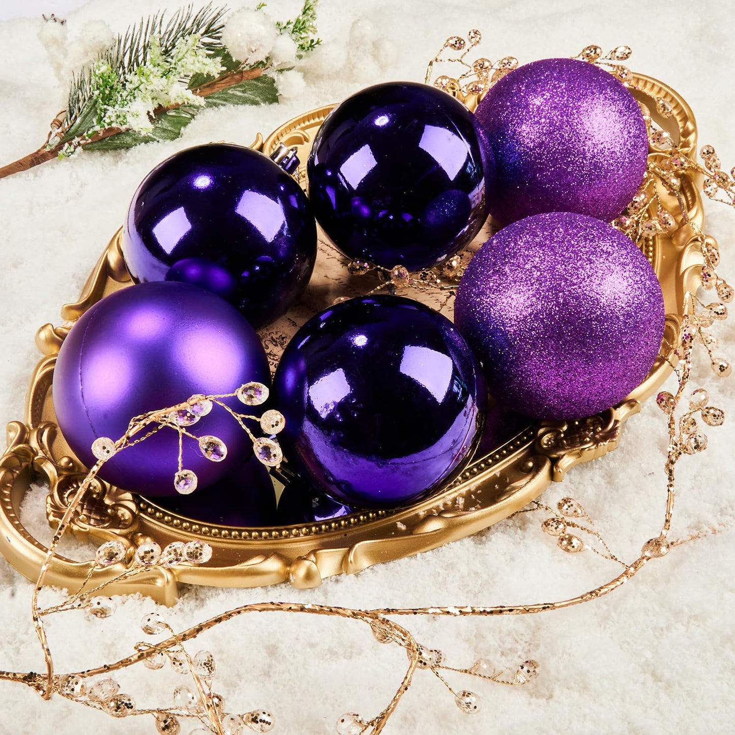 Emopeak 16Pcs Christmas Balls Ornaments for Xmas Tree - 3.15 Inch Large Shatterproof Christmas Tree Decorations Hanging Ball for Holiday Wedding Party Decoration