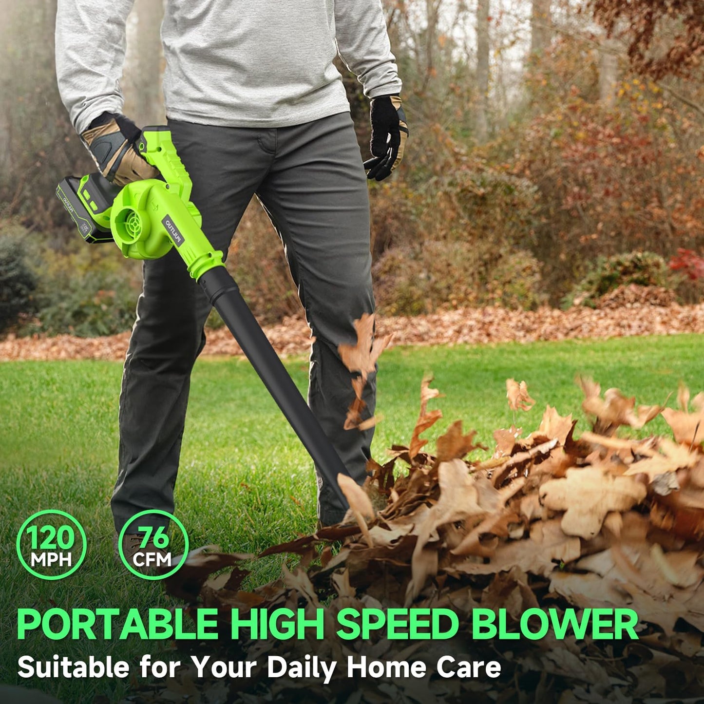 Leaf Blower Cordless with Battery and Charger, 20V Electric Cordless Blower 120MPH Small Leaf Blower, Lightweight Battery Blower Yard Tools Grass Blowers for Lawn Care Patio Backyard Leaves and Dust