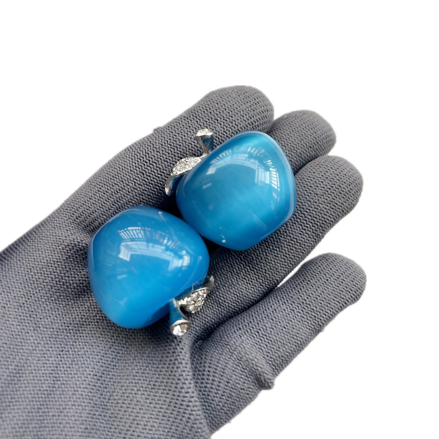Sunshcat Blue Cat's Eye Stone 1.18 Inchs Apple Crystal and Healing Stone Statues,Room Decoration Christmas Decorations Thanksgiving Gifts Office Gifts Collectibles
