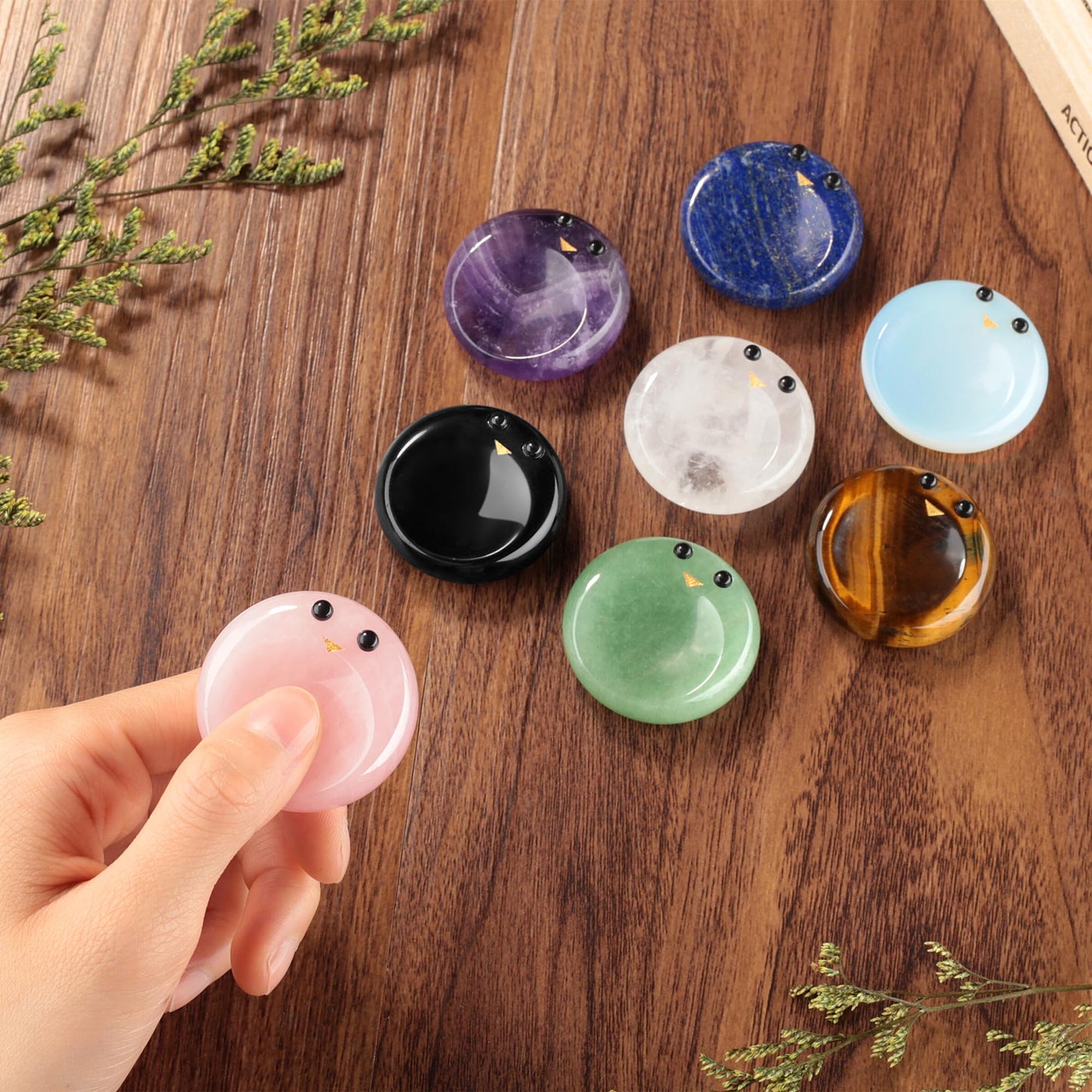 ZHIYUXI Rose Quartz Crystals Emotional Support Worry Stones for Anxiety Relief Items Stress Relief Gifts Encouragement Gifts for Women Smile Worry Stones Calming Gifts Mothers Day Gifts