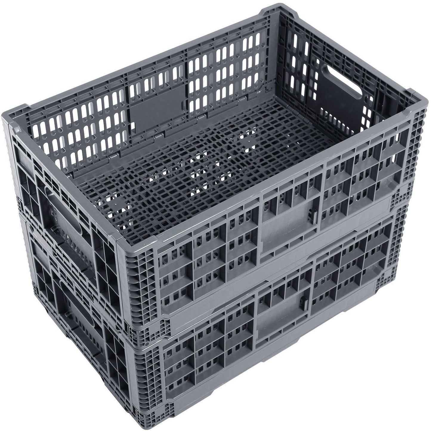 Generic Collapsible Storage Crate, 52 Liter Heavy Duty Plastic Storage Box, Milk Crates Heavy Duty Transit Storage, Gray (2)