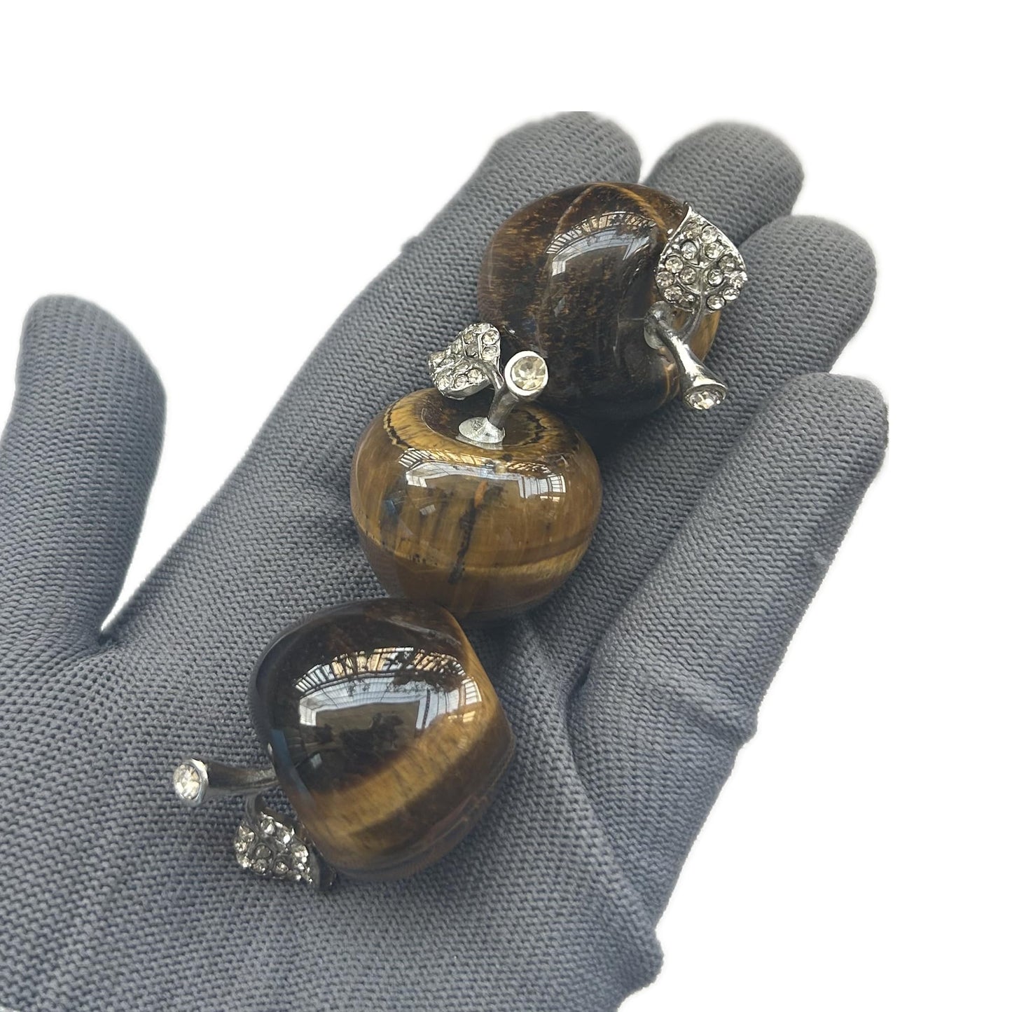 Sunshcat Natural Tiger's Eye 1.18 Inchs Apple Crystal and Healing Stone Statues,Room Decoration Christmas Decorations Thanksgiving Gifts Office Gifts Collectibles