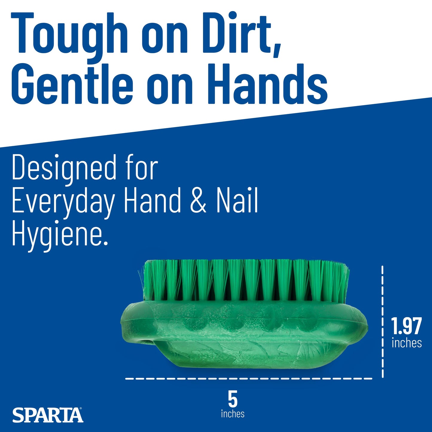 SPARTA 5 Inch Hand and Nail Brush with Stiff Center Bristles, Soft Outer Bristles, Larger Polypropylene Body, Color Coded Scrub Brush for Commercial Foodservice Use, Green