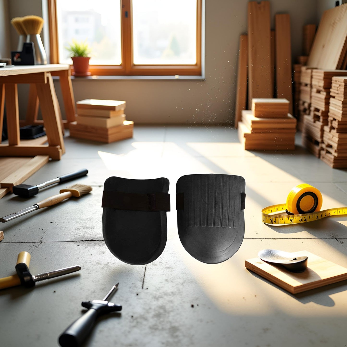 Zhuluck 1 Pair Black Knee Pads Heavy Duty and Comfort for Construction, Gardening, Flooring Work Use Safety Easy to Use Kneepads, Tools and Home Improvement, Ergonomic Supports Kneepads