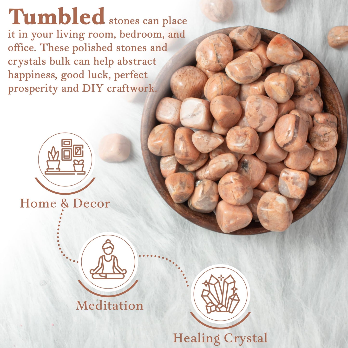 Crocon 1LB Peach Moonstone Tumbled Stones and Crystals Bulk Natural Crystal Kit for Reiki Healing Crystal Polished, Tumble Stones, Chakra Balancing, Good Luck, Reiki Gift Home Decor Size : 20-25 mm