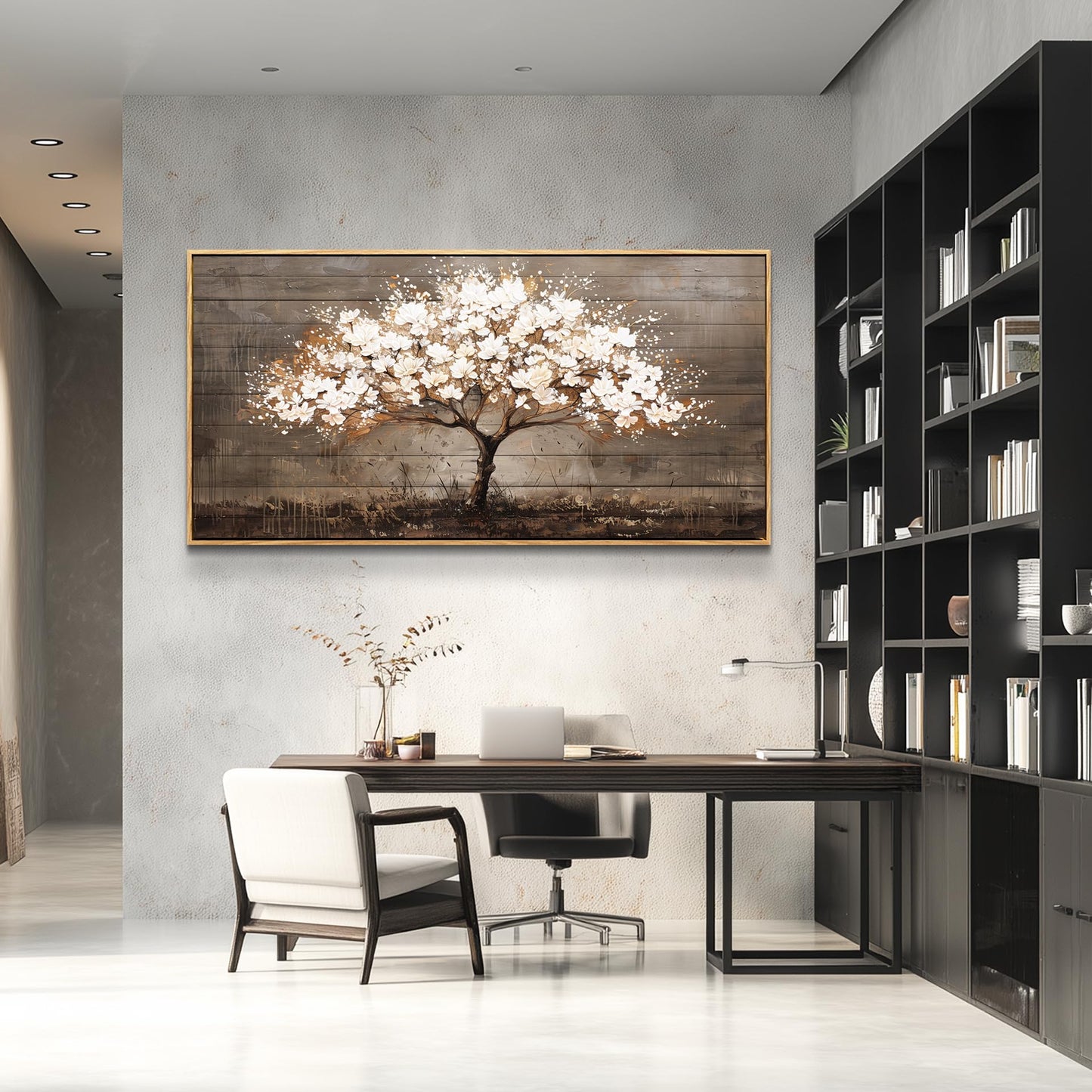 Wapluam Tree Of Life Wall Art,Neutral Abstract Canvas Painting Art Prints,Framed Wall Art,Wall Decor For Living Room,Nature Plant Modern Pictures For Bedroom Bathroom Dining Room Office Artwork 20x40
