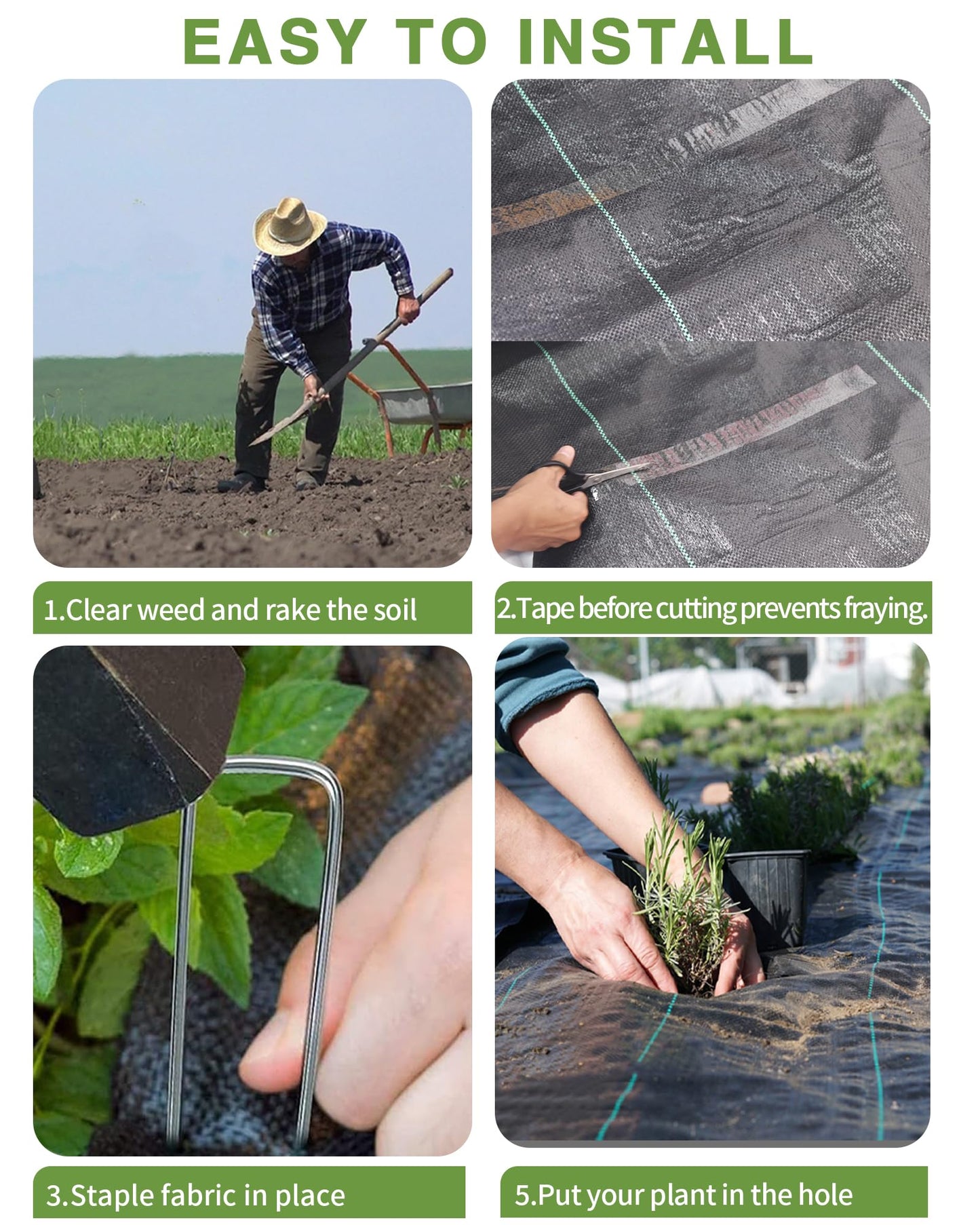 Pterying 13ftx108ft Weed Barrier Landscape Fabric Heavy Duty, Premium 5OZ Garden Geotextile Fabric, Outdoor Weed Blocker Fabric, for Driveway Mats, Erosion Control, Ground Cover Weed Barrier