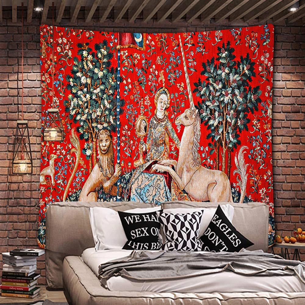 FEASRT Wild Animal Psychedelic Bohemian Tapestry, 40x30 Inches Soft Flannelette, for Living Room Royal Historical Decor