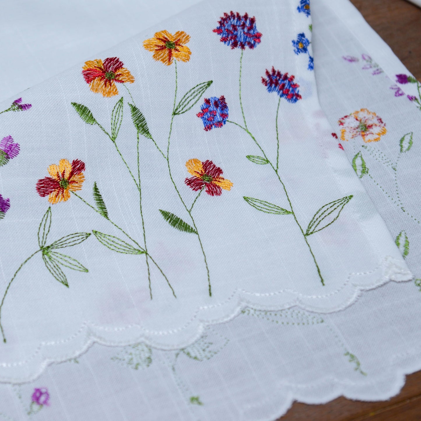 Siykkay PKT Floral Embroidery Curtain Valance, White Elegant Decorative Flowers Window Valances,Valances for Windows Living Room,Rod Pocket W52XL18 inch (Flowers)
