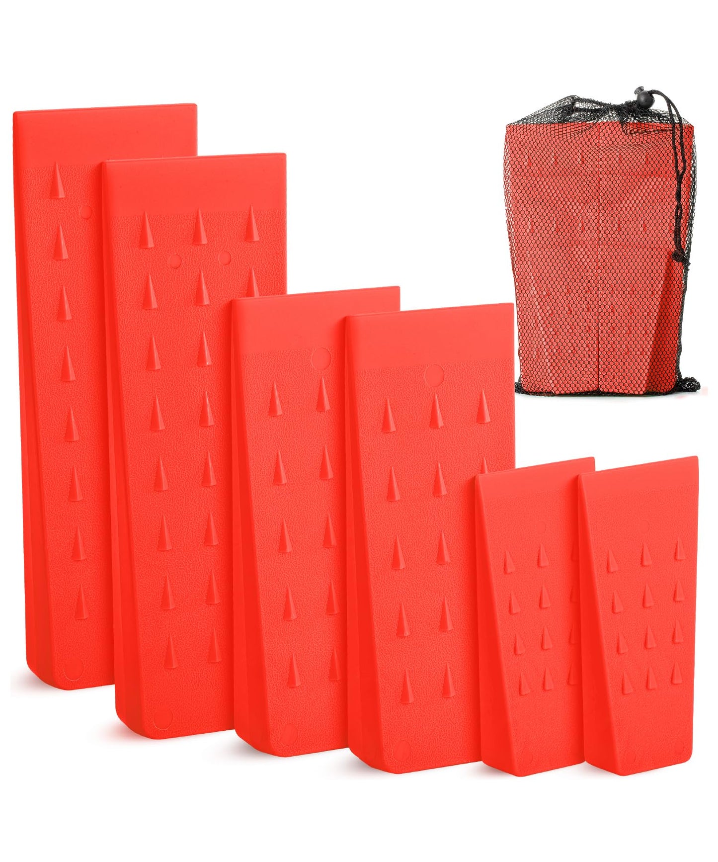 UNCO- Tree Felling Wedges with Spikes, 6 pcs, 5.5", 8" & 10", Orange Wedges with Storage Bag, Splitting Wedge, Plastic Wedges for Tree Cutting, Logging Tools and Equipment, Chainsaw Wedges for Trees