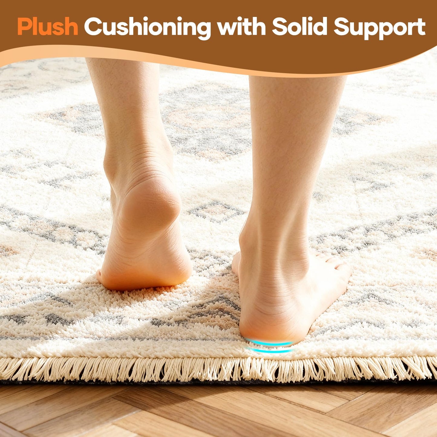 Veken Non Slip Cushioned Rug Pad Gripper, Felt and Silicone Backing, Carpet Liner for Hardwood Floors and Finishes, Under Area Rugs Anti Skid Mat, Keep Rugs Safe and in Place, 2 x 3 Ft 1/8 inch Thick