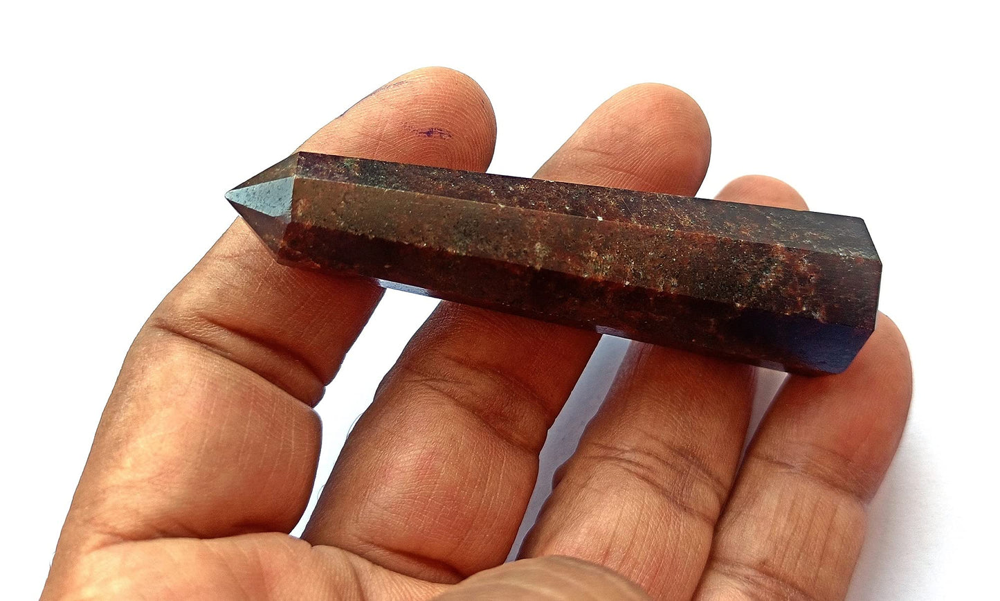 WholesaleGemShop 3 Inch Garnet Gemstones Obelisk Tower Jumbo Facet Aura Rock Crystal Natural Polished Earth Wand Spirit