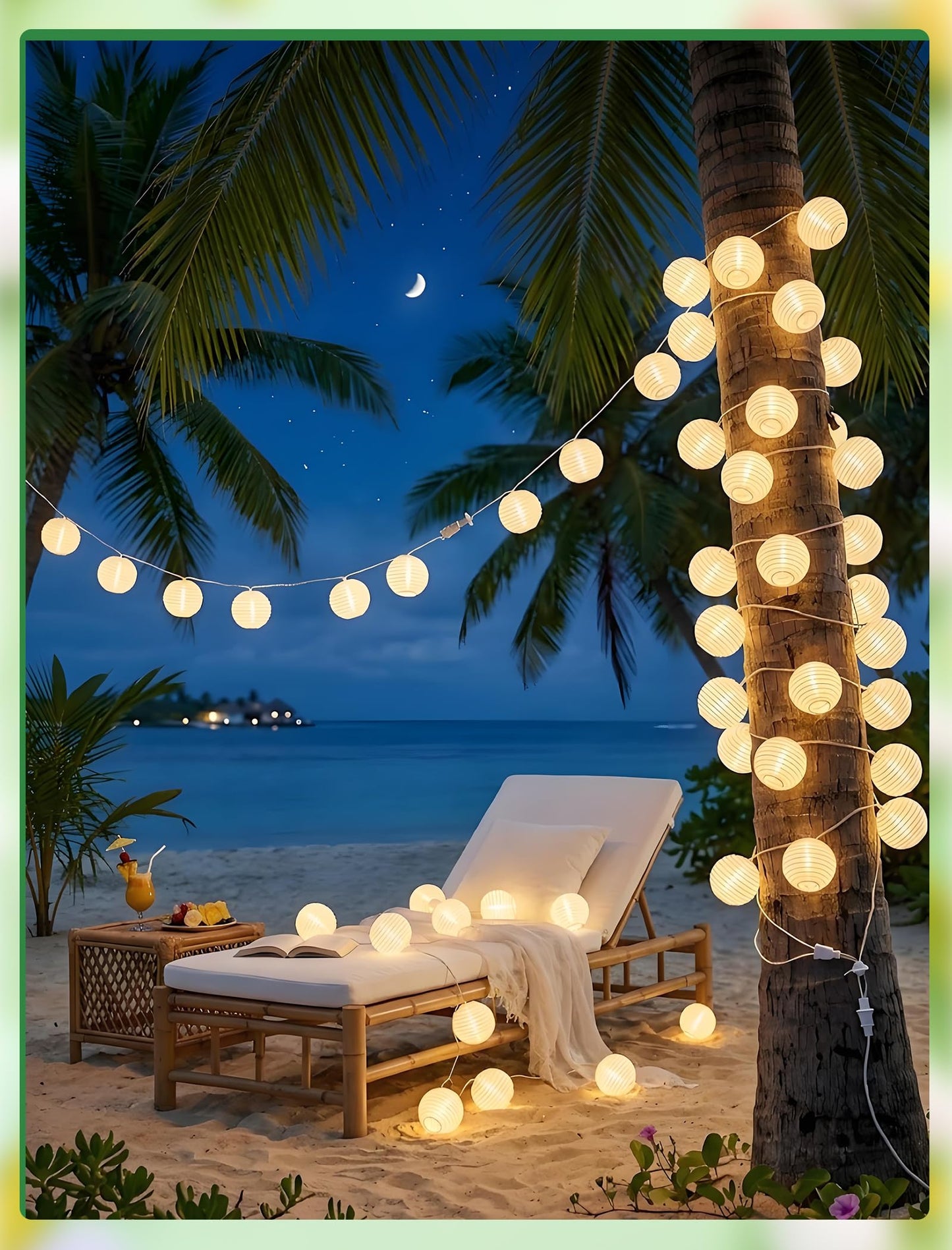 White Lantern String Lights Plug in, 8.5Ft Hanging Indoor Decorative String Lights with 10 Cute White Nylon Lanterns Lights Connectable for Indoor Outdoor Bedroom Ramadan Backyard Patio Bistro Decor