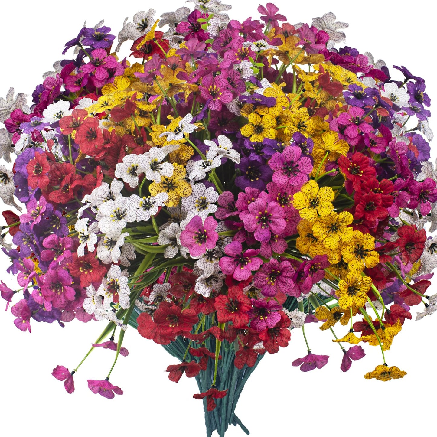 Grunyia 20 Bundles Artificial Flowers, Outdoor Indoor UV Resistant Fake Flowers No Fade Faux Plastic Plants Garden Porch Window Box Decoration
