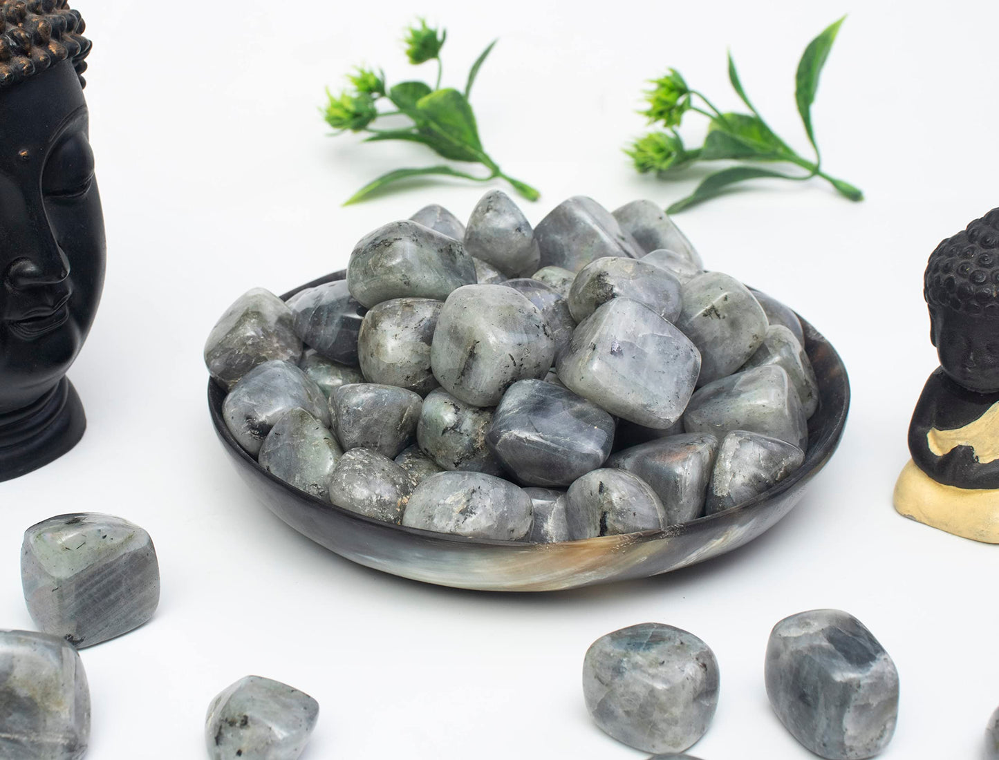 "Crocon 1LB Purple Labradorite Tumbled Stones and Crystals Bulk 2000+ Carats Natural Crystal Kit for Reiki Healing Crystal Polished, Tumble Stones, Chakra Balancing, Reiki Gift, Home Decor Size : 20mm"