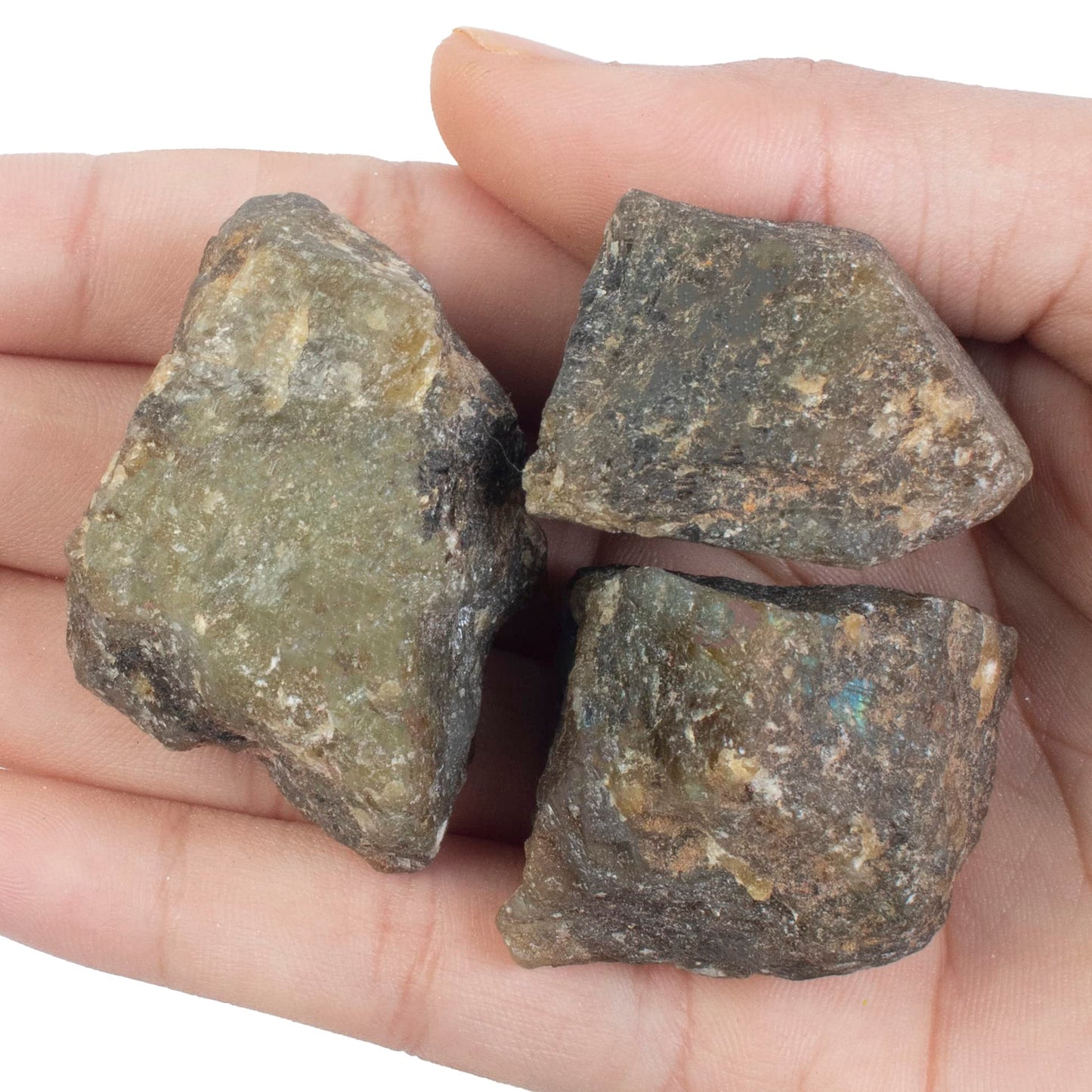 "650+ Carats, 3 Pc Labradorite Rock Rough Stone 2540 mm Raw Crystals Rock Crystals and Healing Stones Rough Gemstones Rock Collection for Beginners Used as Crystal Therapy, Meditation, Reiki"
