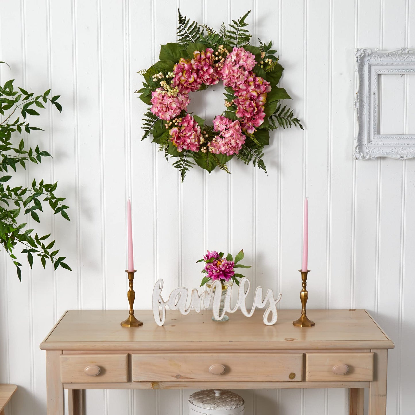 Nearly Natural 24in. Artificial Hydrangea Berry Wreath