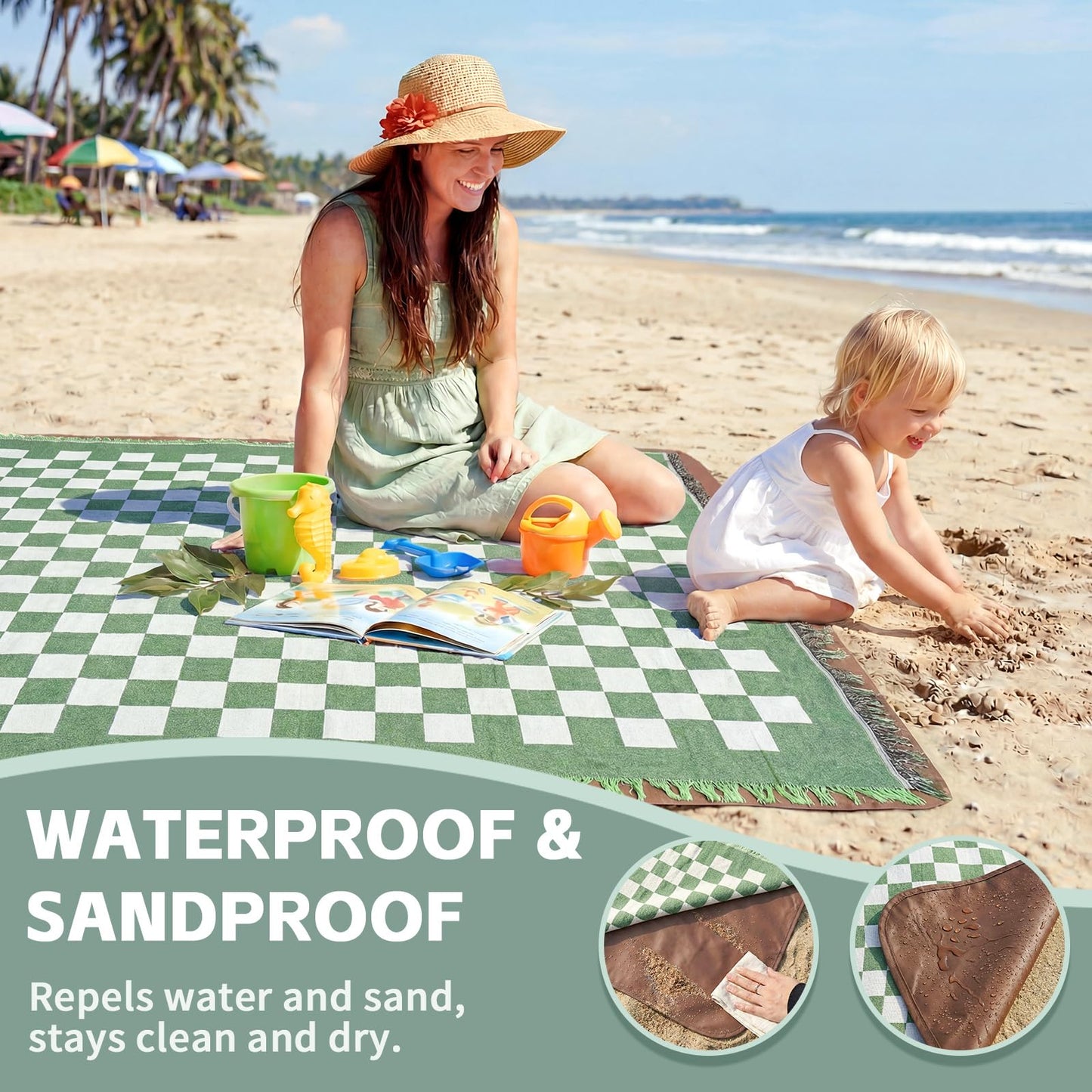 2 in 1 Extra Large Boho Beach Blanket Towel Sand Free Outdoor Picnic Mat Giant Oversized Xl Big Jumbo Huge Turkish Woven Throw Cloud Summer Vacation Essential Travel Must Have Accessories Women Gift