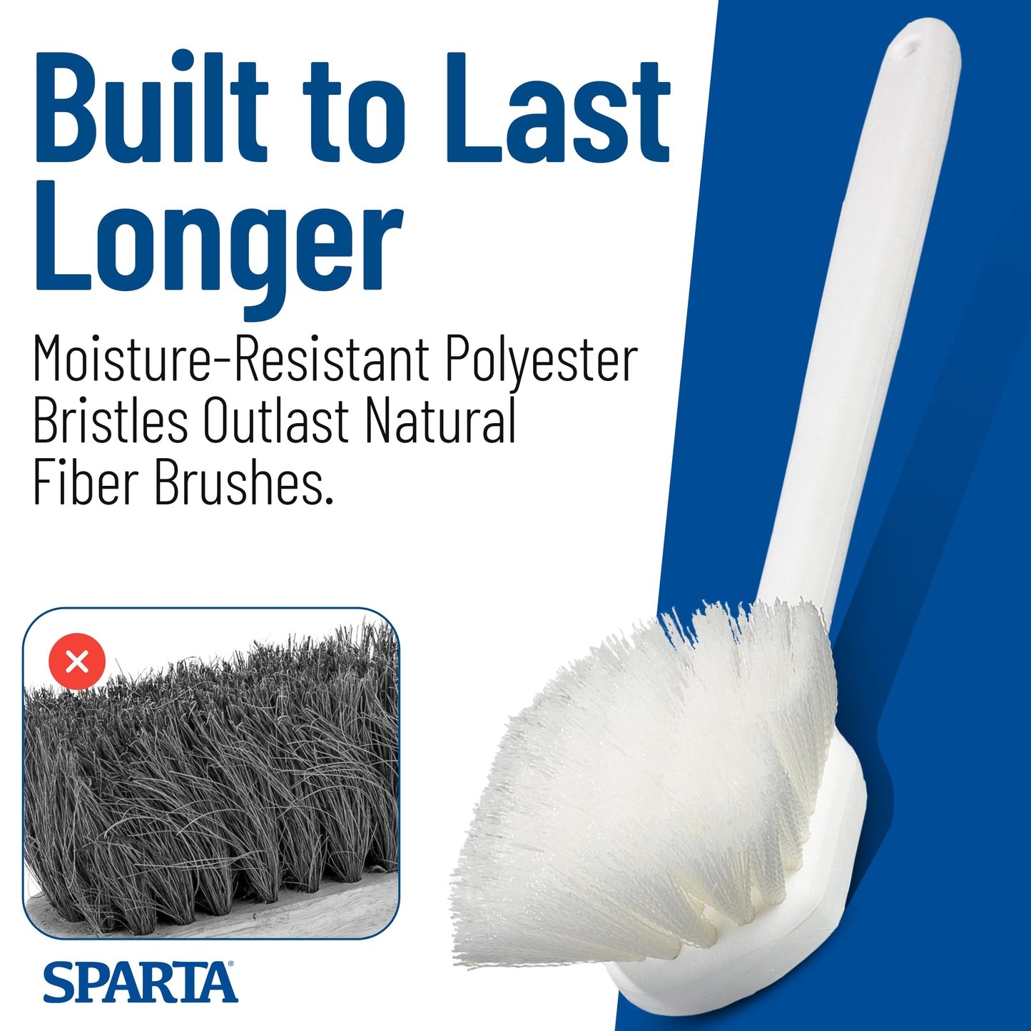 CFS 36620L00 Flo-Pac Plastic Handle Utility Scrub Brush, Nylon Bristles, 20" Length, 2" Bristle Trim, White, 1 Count