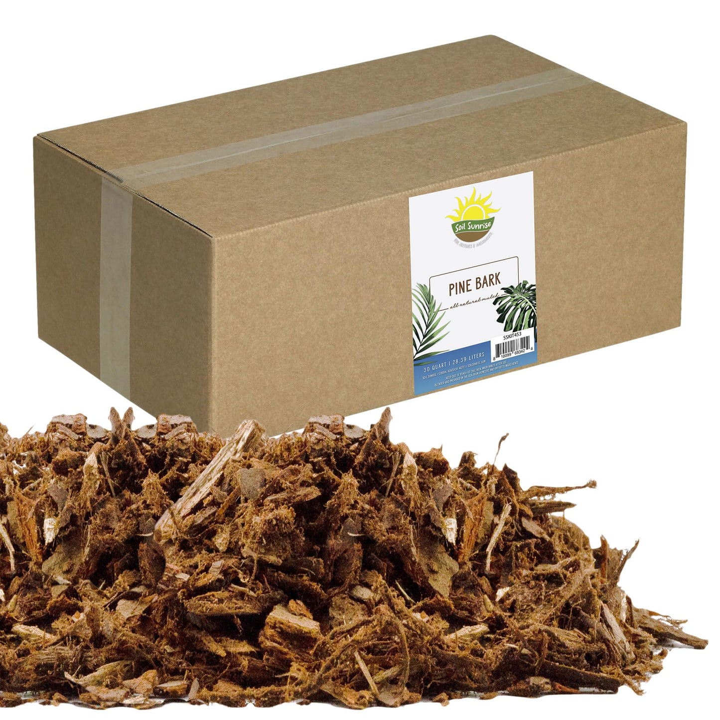 Soil Sunrise 100% Natural Pine Bark Mulch Nuggets (30 Quarts) Small Mulch Chips for Indoor/Outdoor Container Gardening, Ideal for Soil Supplement, Houseplant Mulch, and Terrariums