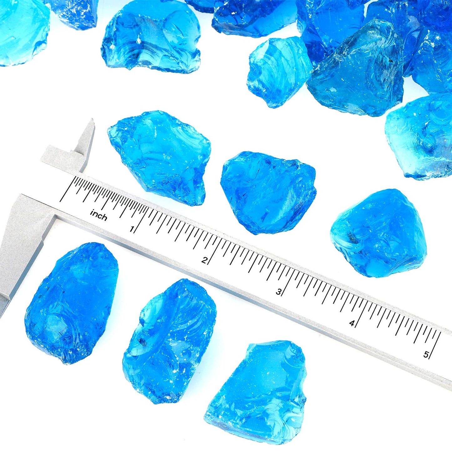 Mr. Fireglass Crushed Fire Glass for Natural or Propane Fire Pit, 10 Pounds Decorative Recycled Fireplace Glass Rocks for Fire Pit Fireplace and Landscaping, High Luster Turquoise